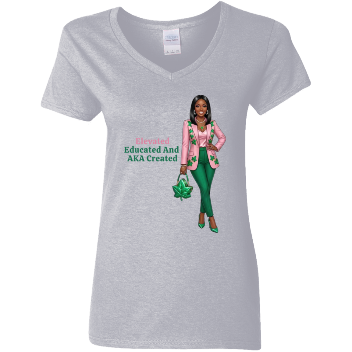 Elevated, Educated & AKA Created Ladies' V-Neck T-Shirt