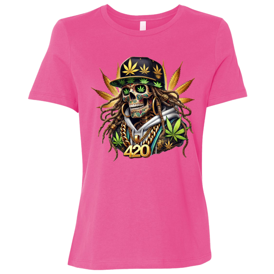420 Skeleton Ladies Relaxed Jersey Short-Sleeve T-Shirt