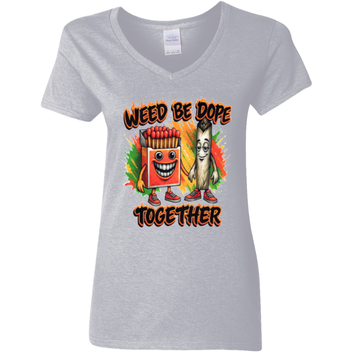 Weed Be Dope Toghether Ladies' 5.3 oz. V-Neck T-Shirt