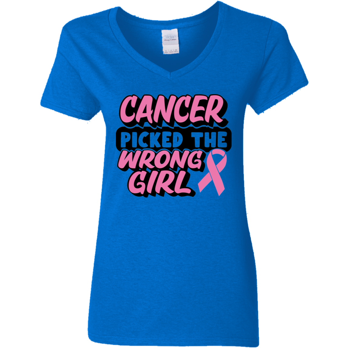 Cancer Picked The Wrong Girl V-Neck T-Shirt