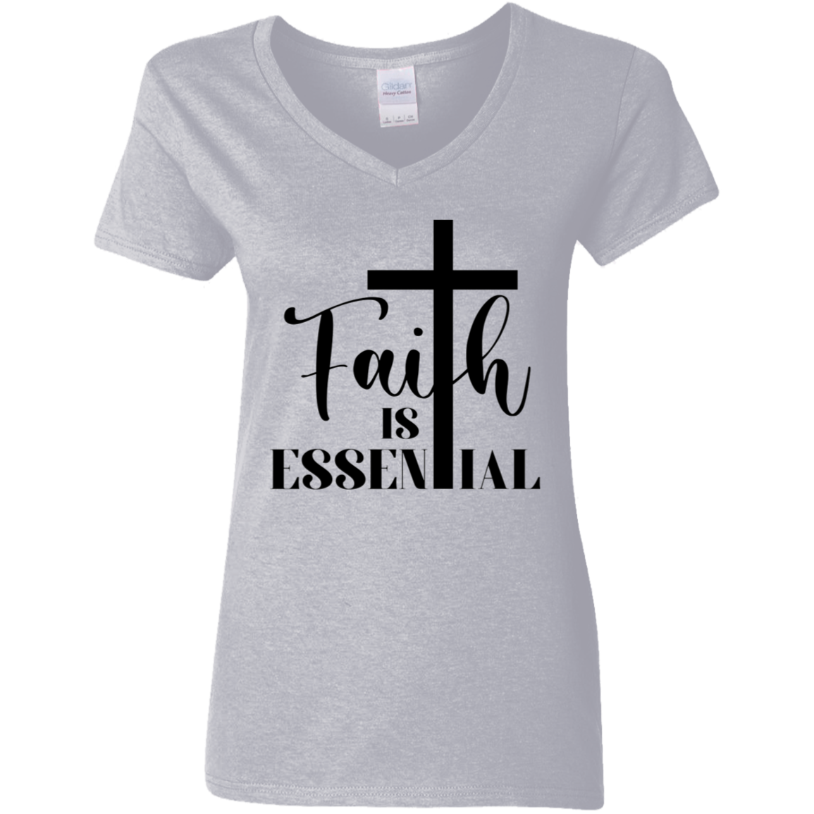 Faith is Essential Ladies' V-Neck Graphic Tee