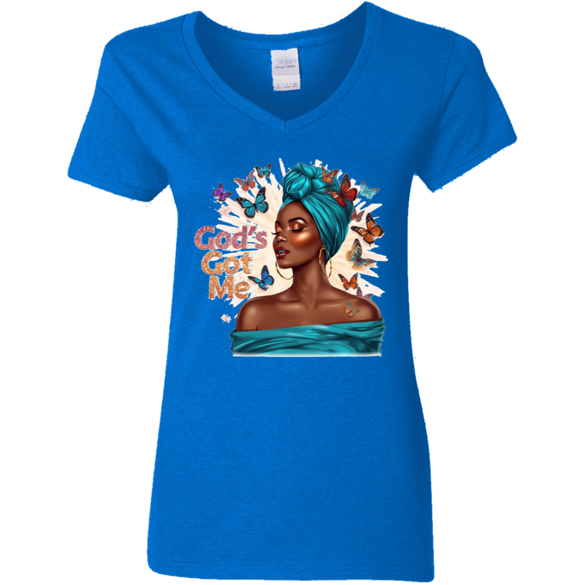 God's Got Me Ladies V-Neck T-Shirt