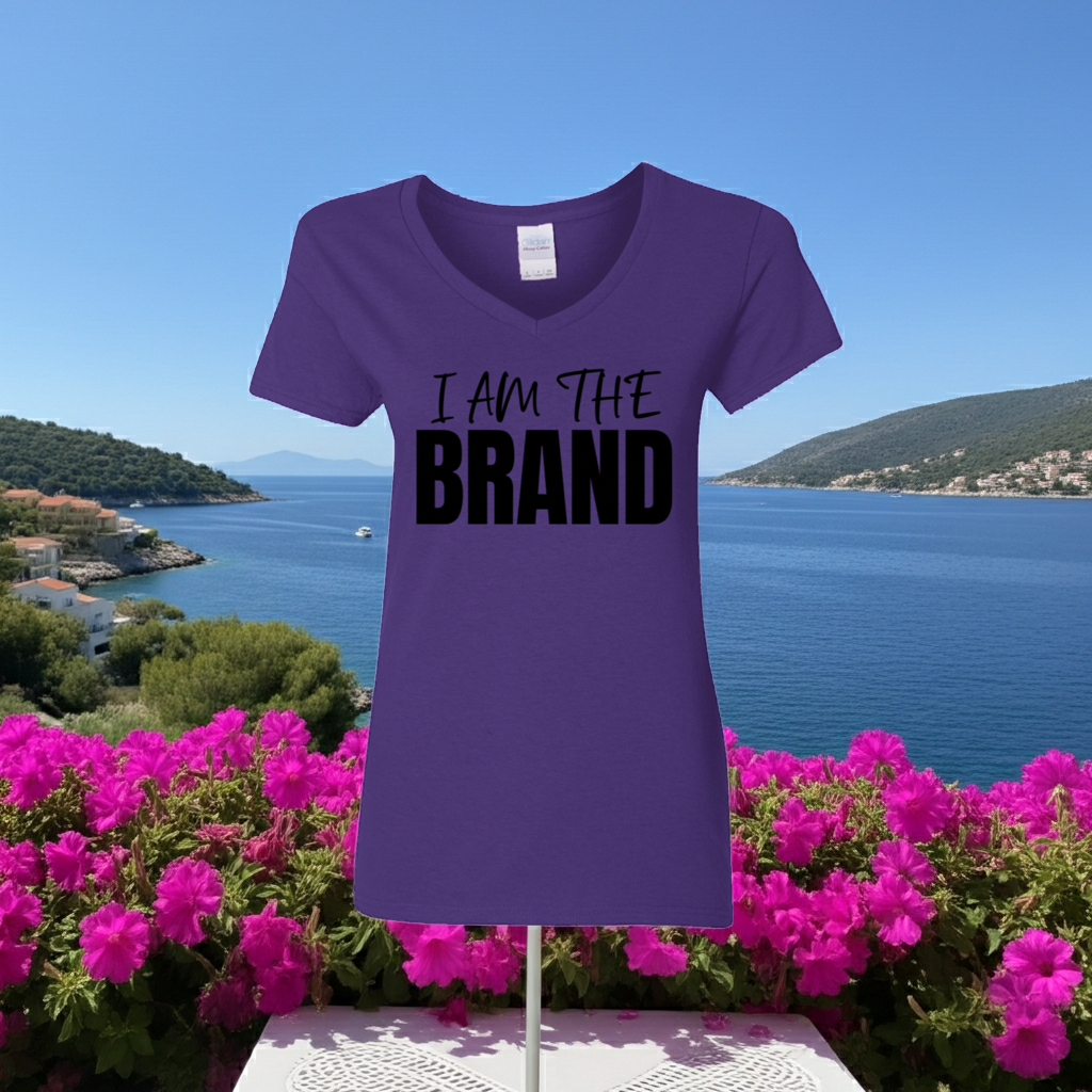 I Am The Brand  Ladies' 5.3 oz. V-Neck T-Shirt