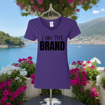 I Am The Brand  Ladies' 5.3 oz. V-Neck T-Shirt