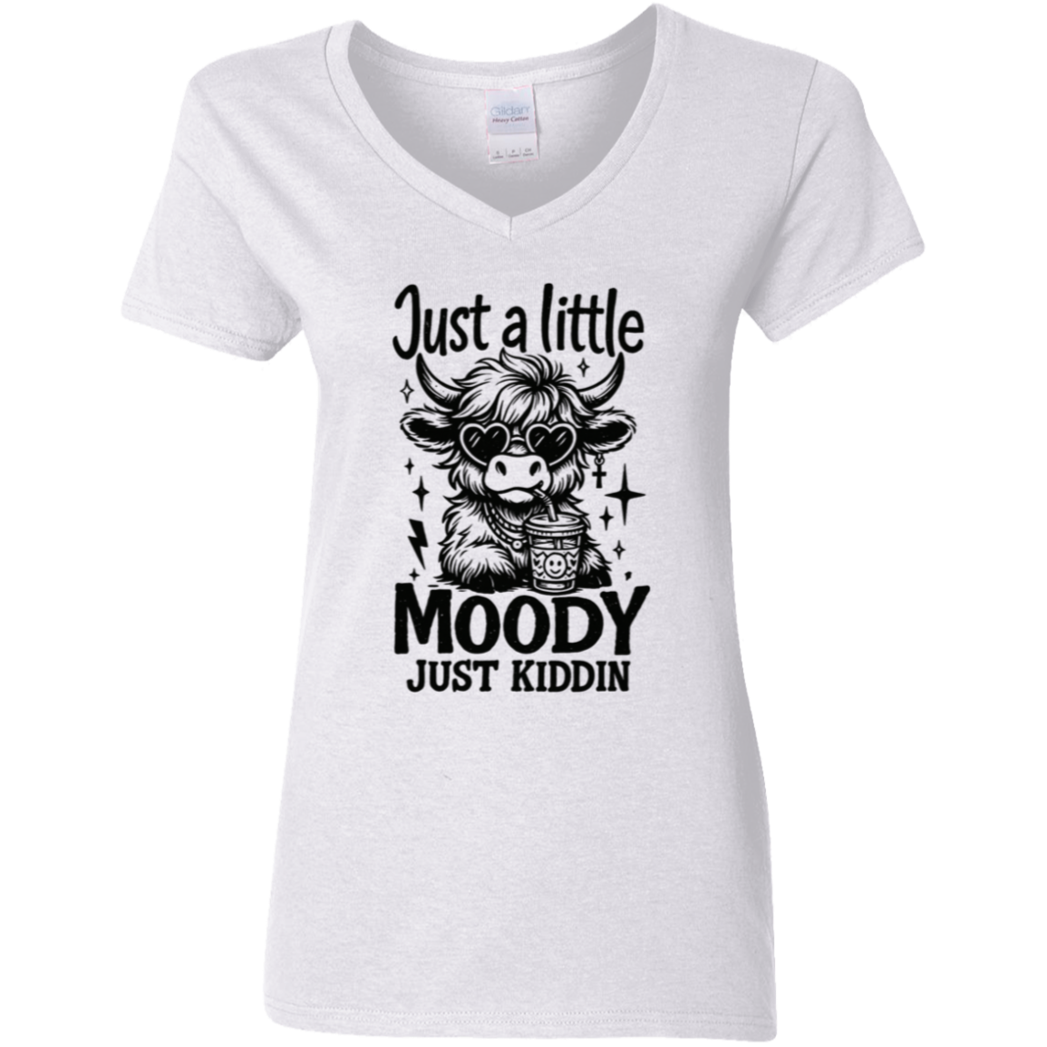 Just a Little Moody Ladies' 5.3 oz. V-Neck T-Shirt