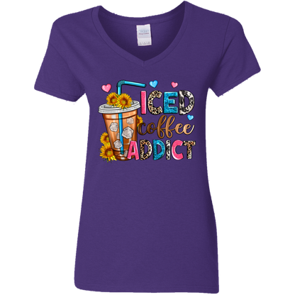 Iced Coffee Addict | Women's V-Neck Tee