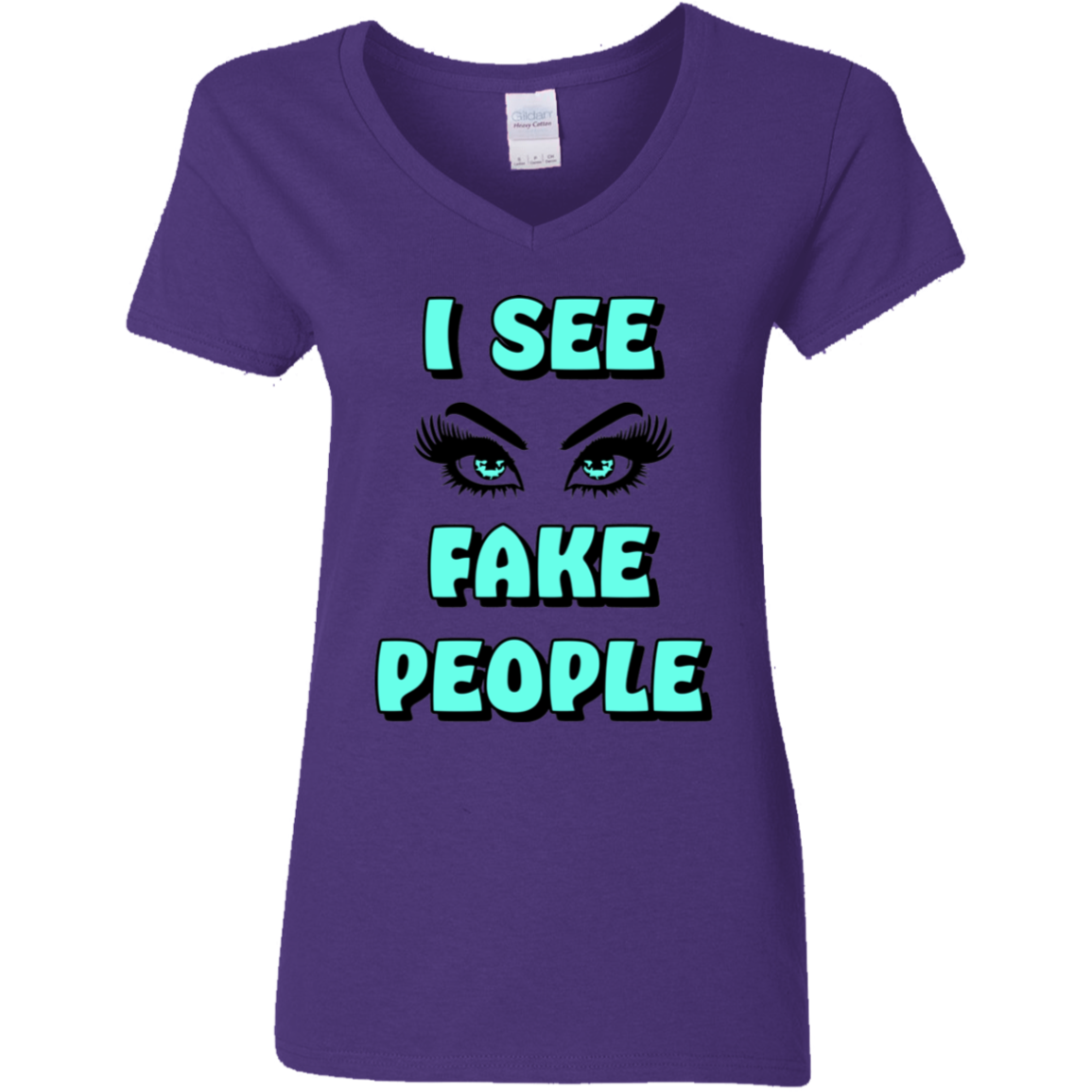 I See Fake People Ladies' 5.3 oz. V-Neck T-Shirt