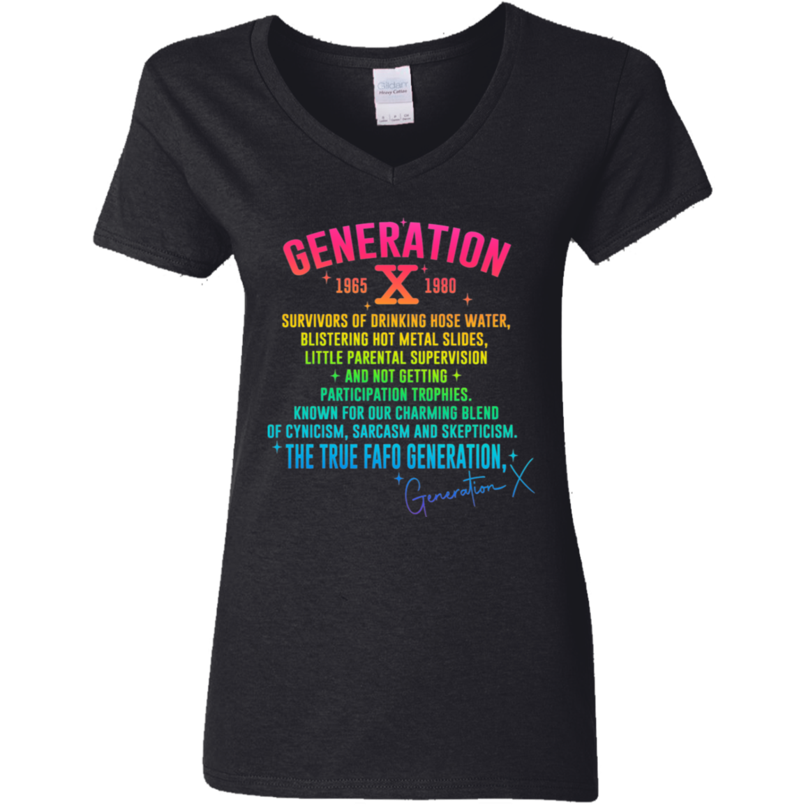 Generation X Ladies' V-Neck Graphic Tee
