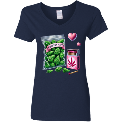 Perfect Match Ladies' 5.3 oz. V-Neck T-Shirt