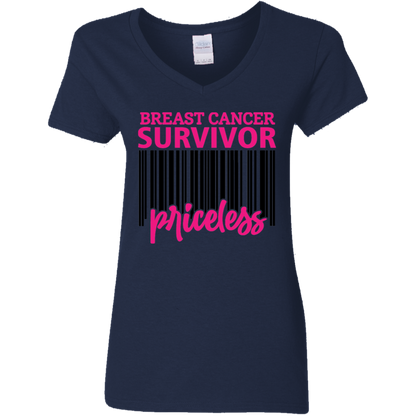 Breast Cancer Survivor Priceless V-Neck T-Shirt