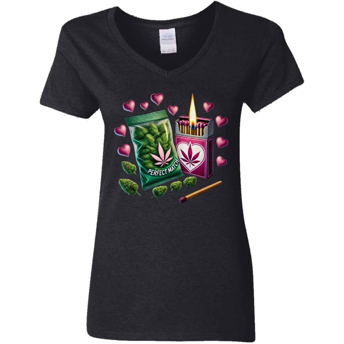 Perfect Match Ladies' 5.3 oz. V-Neck T-Shirt