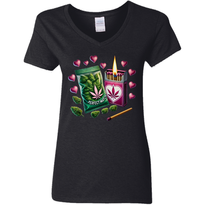 Perfect Match Ladies' 5.3 oz. V-Neck T-Shirt