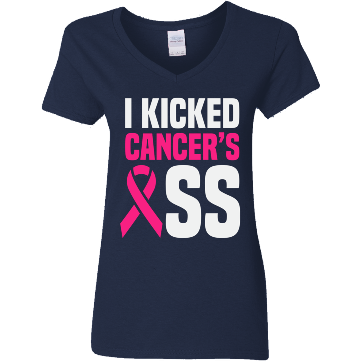 I Kicked Cancer's A$$ V-Neck T-Shirt