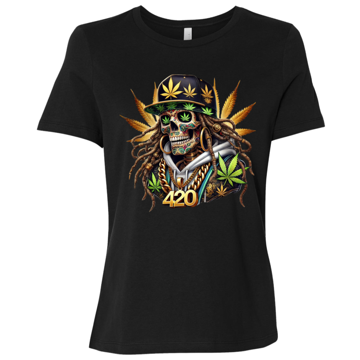 420 Skeleton Ladies Relaxed Jersey Short-Sleeve T-Shirt