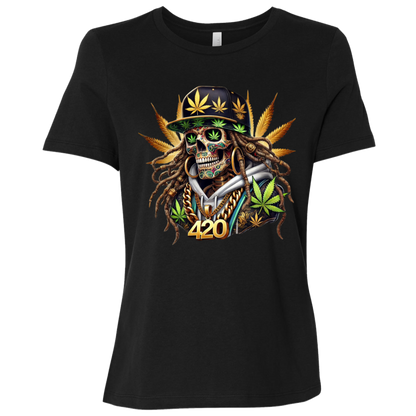 420 Skeleton Ladies Relaxed Jersey Short-Sleeve T-Shirt
