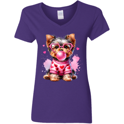 Yorkie Love | Women's V-Neck Tee
