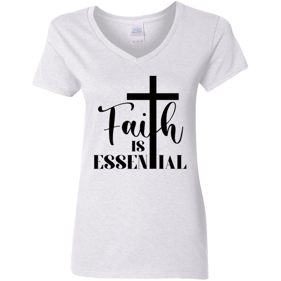 Faith is Essential Ladies' 5.3 oz. V-Neck T-Shirt