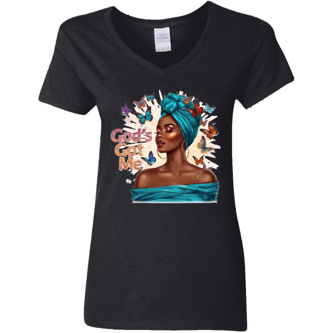 God's Got Me Ladies V-Neck T-Shirt