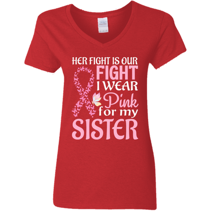 Her Fight is Our Fight V-Neck T-Shirt