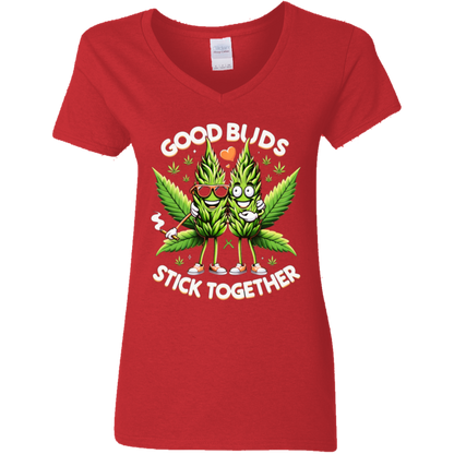 Good Buds Ladies' 5.3 oz. V-Neck T-Shirt