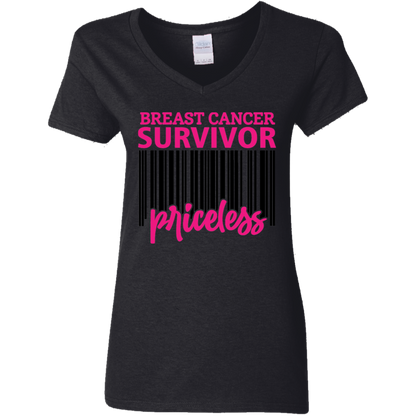 Breast Cancer Survivor Priceless V-Neck T-Shirt
