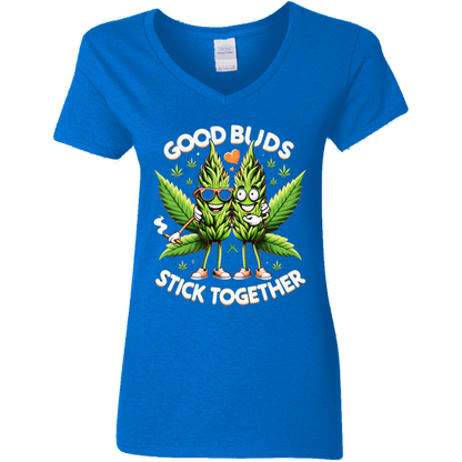 Good Buds Ladies' 5.3 oz. V-Neck T-Shirt