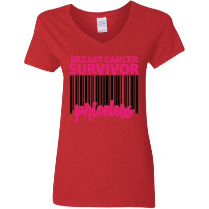 Breast Cancer Survivor Priceless V-Neck T-Shirt