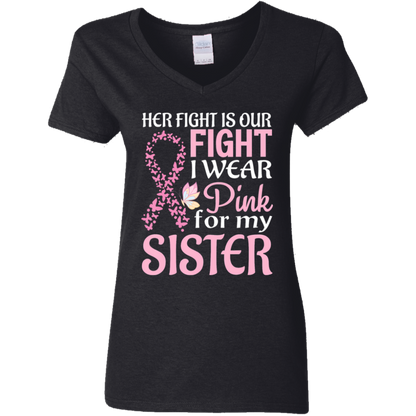 Her Fight is Our Fight V-Neck T-Shirt