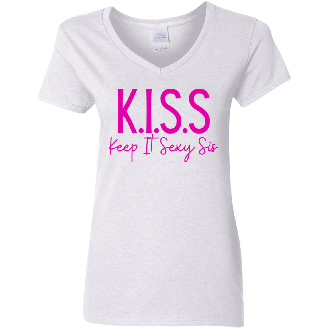 KISS Keep It Sexy Sis Ladies' 5.3 oz. V-Neck T-Shirt
