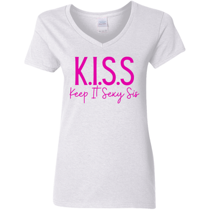 KISS Keep It Sexy Sis Ladies' 5.3 oz. V-Neck T-Shirt