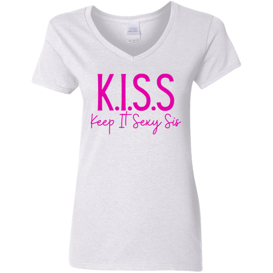 KISS Keep It Sexy Sis Ladies' 5.3 oz. V-Neck T-Shirt