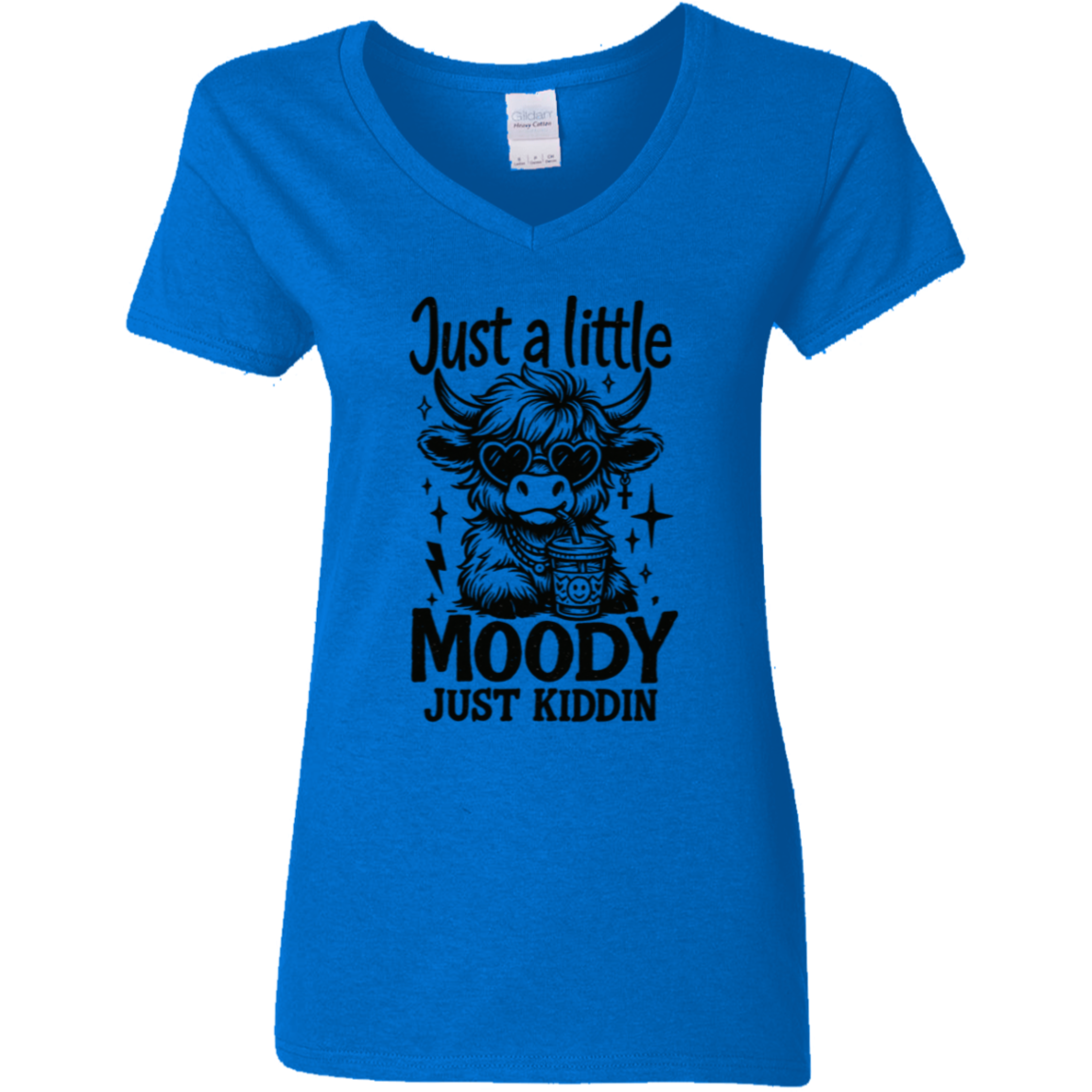 Just a Little Moody Ladies' 5.3 oz. V-Neck T-Shirt