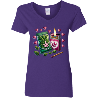 Perfect Match Ladies' 5.3 oz. V-Neck T-Shirt