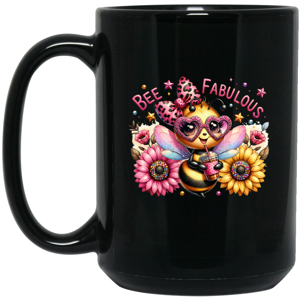 Bee Fabulous 15oz Black Mug
