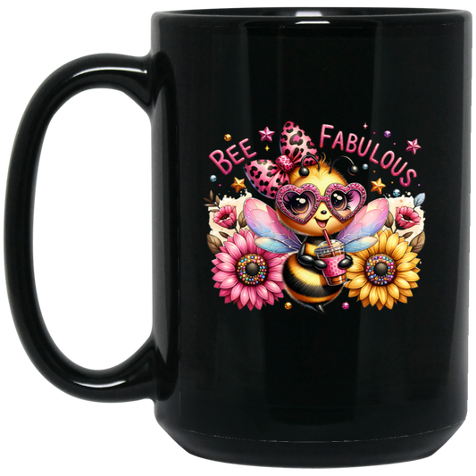 Bee Fabulous 15oz Black Mug