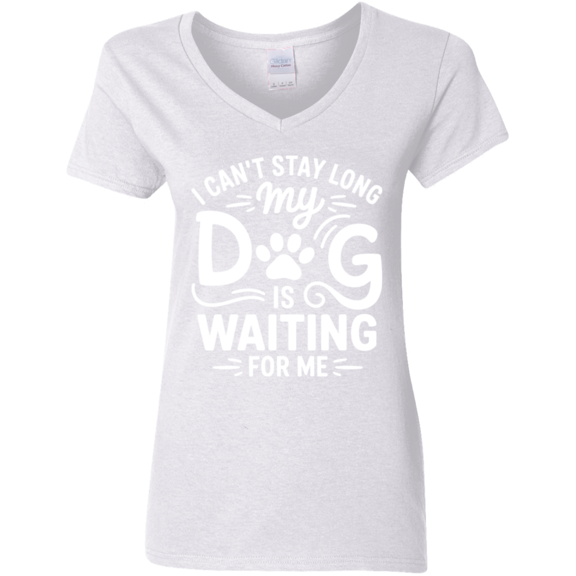 I Can't Stay Long My Dog is Waiting for Me Ladies' 5.3 oz. V-Neck T-Shirt