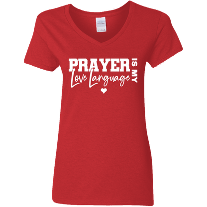 Prayer Is My Love Language Ladies' V-Neck Graphic Tee