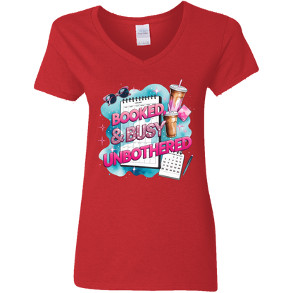 Booked & Busy Unbothered Women's V-Neck T-Shirt