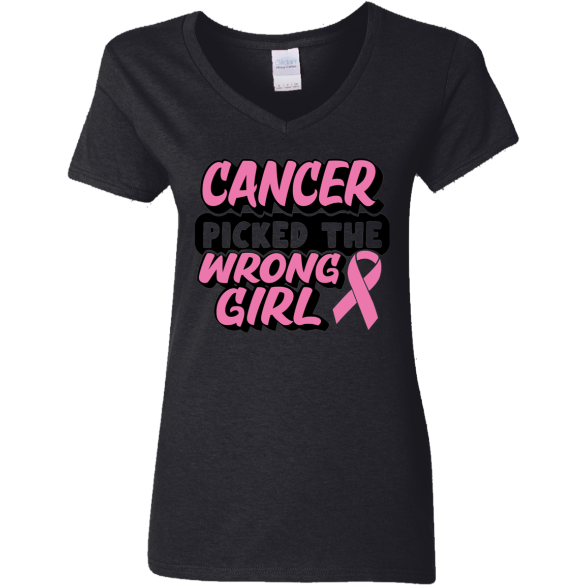 Cancer Picked The Wrong Girl V-Neck T-Shirt