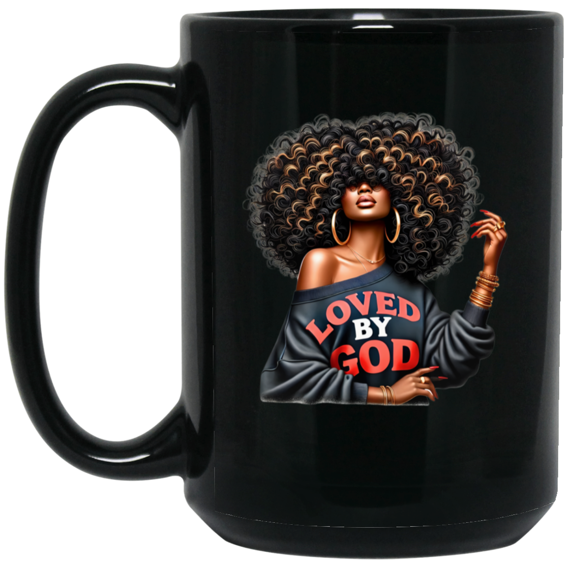 Loved By God 15oz Black Mug