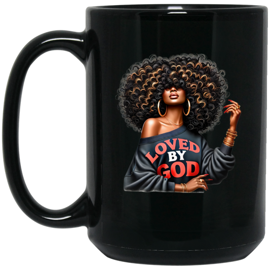 Loved By God 15oz Black Mug