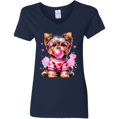 Yorkie Love | Women's V-Neck Tee