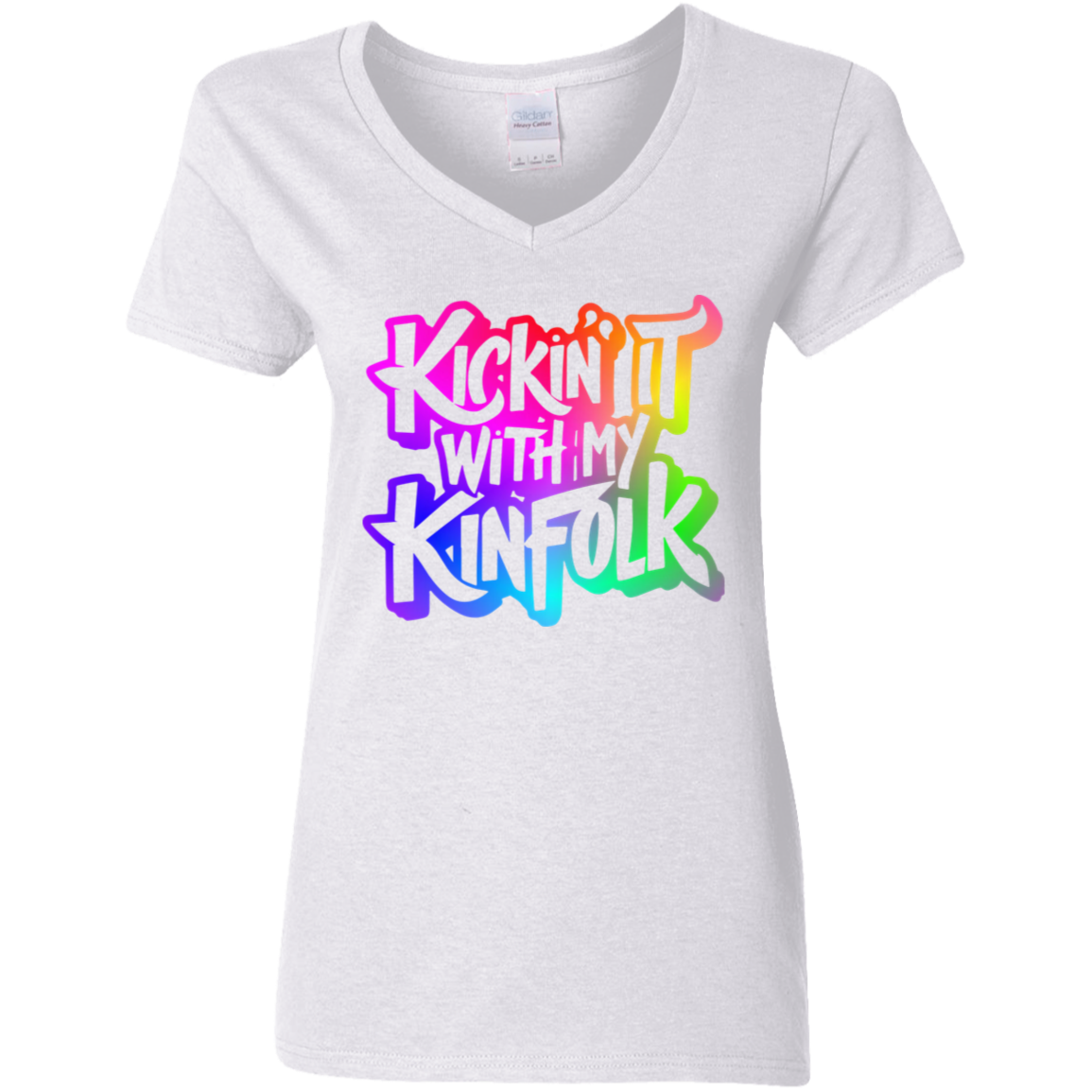 Kickin It With My Kinfolk Ladies' 5.3 oz. V-Neck T-Shirt