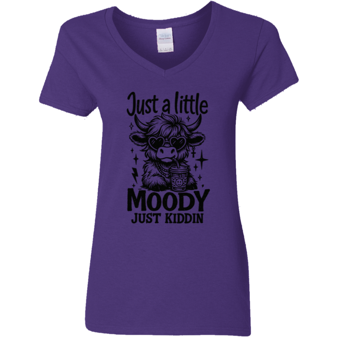 Just a Little Moody Ladies' 5.3 oz. V-Neck T-Shirt