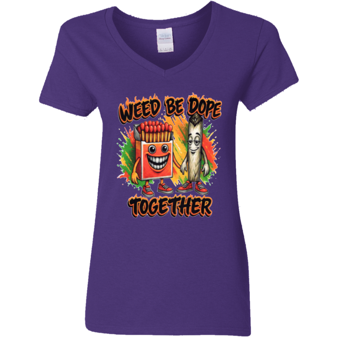 Weed Be Dope Toghether Ladies' 5.3 oz. V-Neck T-Shirt