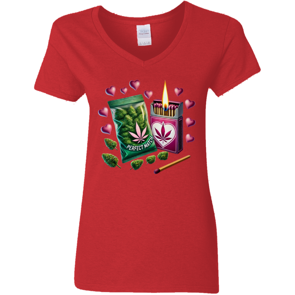 Perfect Match Ladies' 5.3 oz. V-Neck T-Shirt