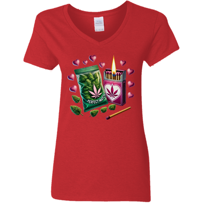 Perfect Match Ladies' 5.3 oz. V-Neck T-Shirt