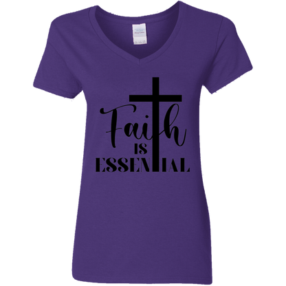 Faith is Essential Ladies' V-Neck Graphic Tee
