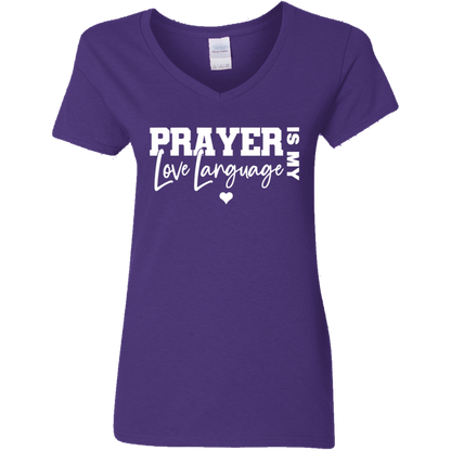 Prayer Is My Love Language Ladies' V-Neck Graphic Tee