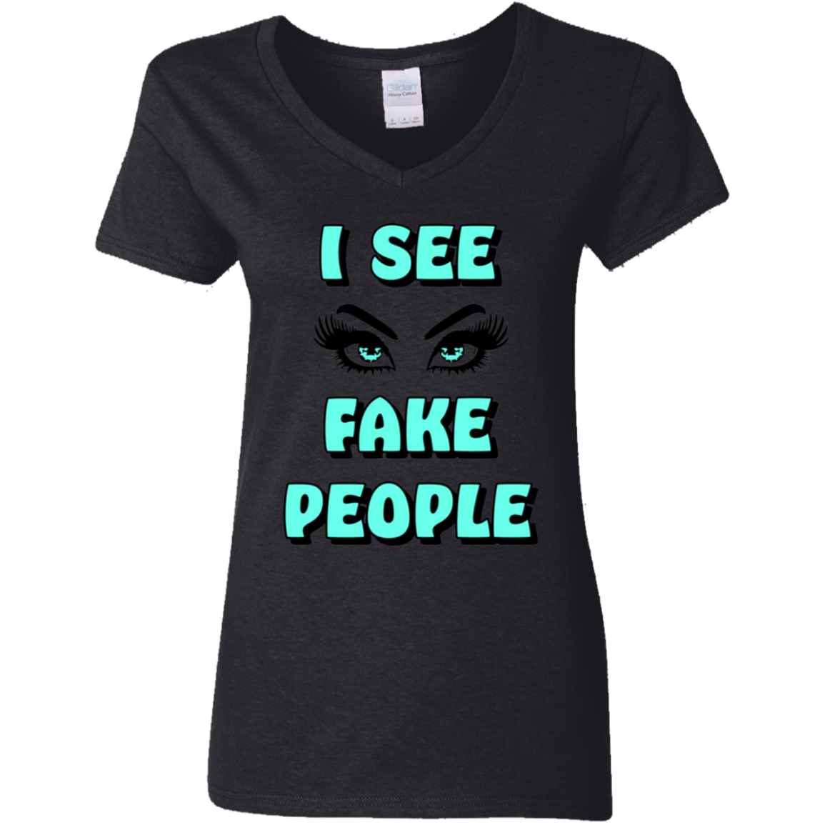 I See Fake People Ladies' 5.3 oz. V-Neck T-Shirt